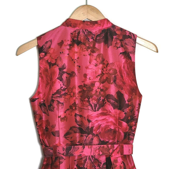 J Crew Pink Floral Sleeveless Taffeta Satin Fit and Flare Mini Dress Size 2 - Picture 10 of 16